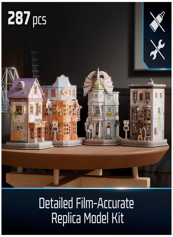 4D Build, Harry Potter Diagon Alley 3D Model Kit with 4 Buildings, Harry Potter Collectibles & Desk Décor, Adult Puzzle, Building Toys, 3D Puzzles for Adults & Teens, 287 Pieces, for Ages 12 & Up - Image 2